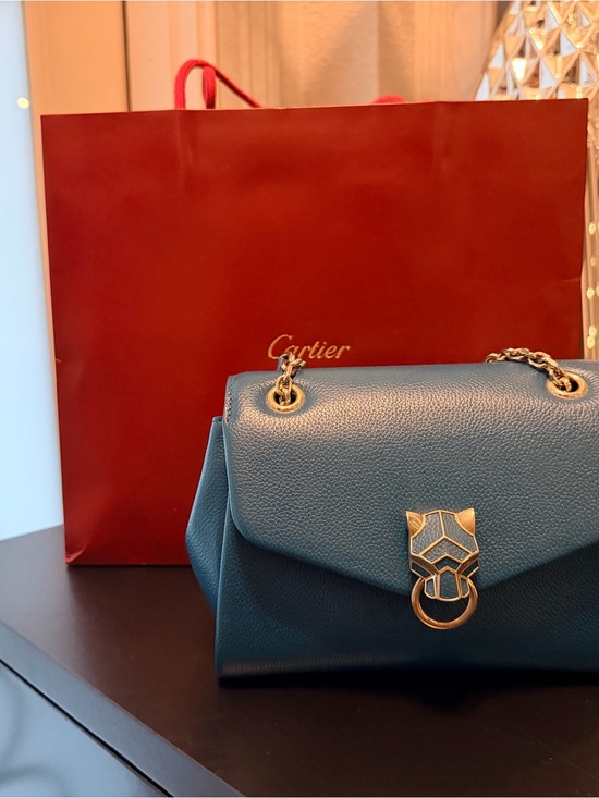 Cartier Handbags - Cartier Panthere Graphique Small Leather Shoulder Bag with champagne Hardware